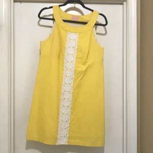 Lilly Pulitzer yellow & white shift dress size 12